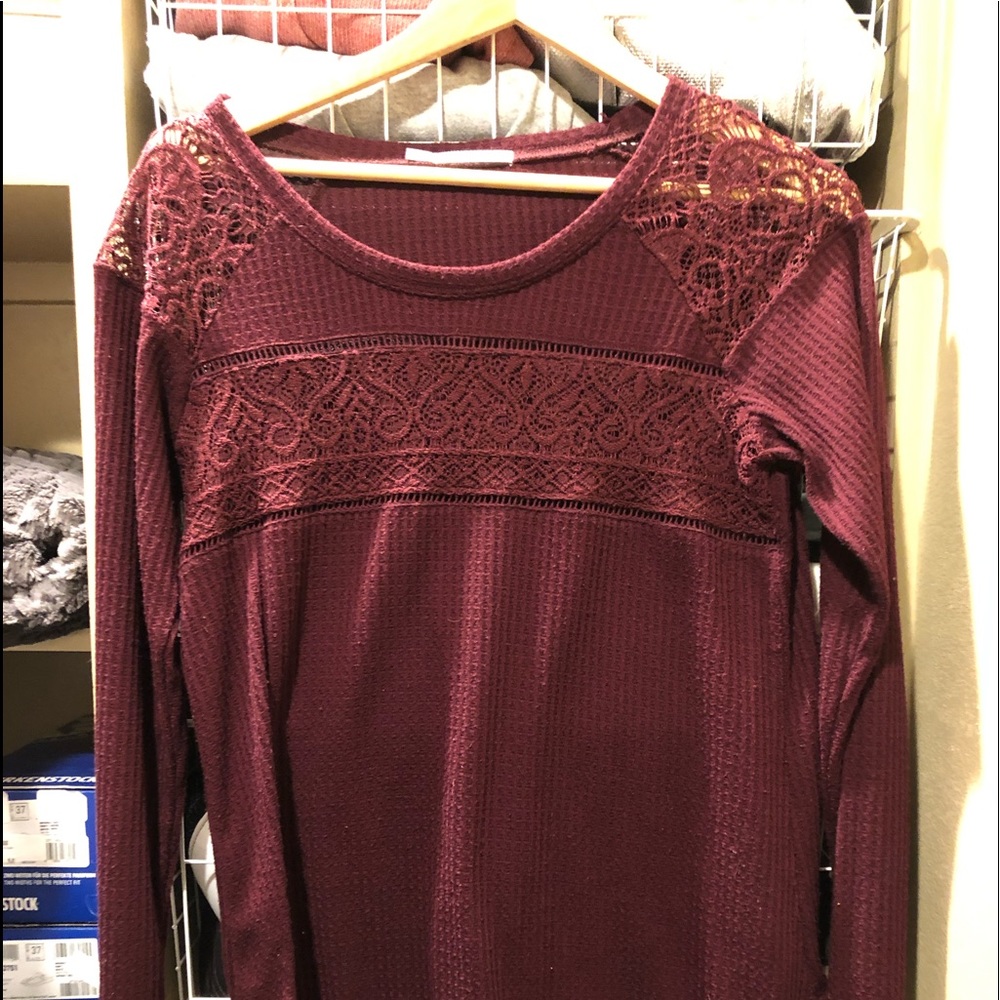 Maurices L/S Top- Size LG- Burgundy